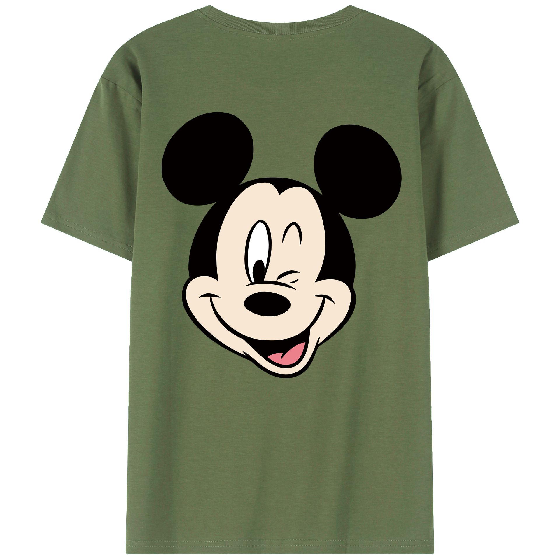ミッキーマウス Mickey Mouse 綿100％ メンズ半袖Tシャツ（バックプリント） 通気性